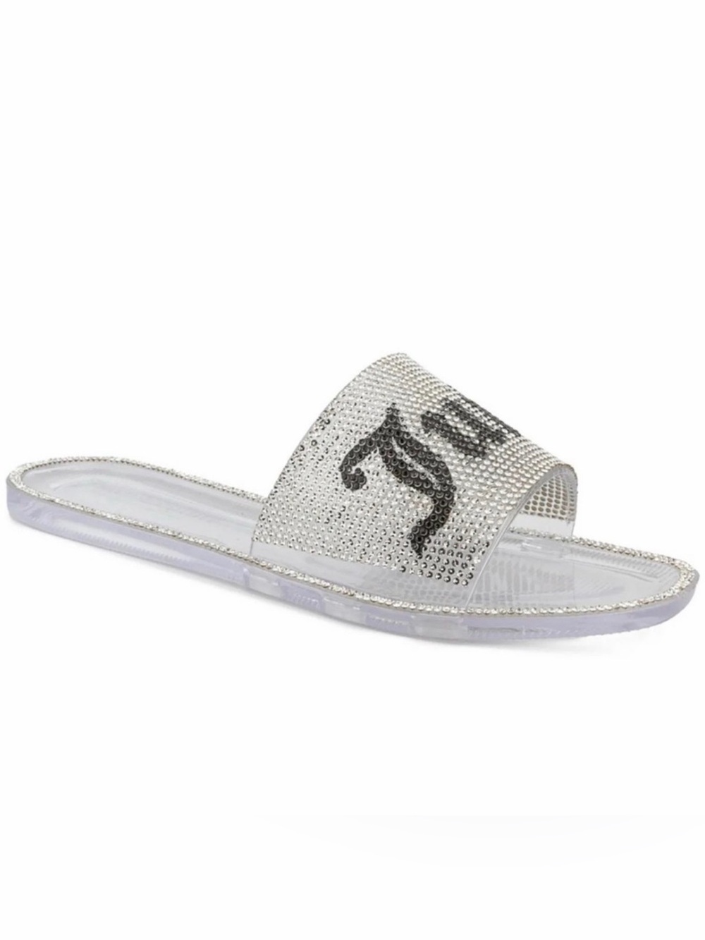🆕 JUICY COUTURE Hylton Rhinestone Logo Slides Clear Jelly Sandals Size 6 NWT - Picture 3 of 16